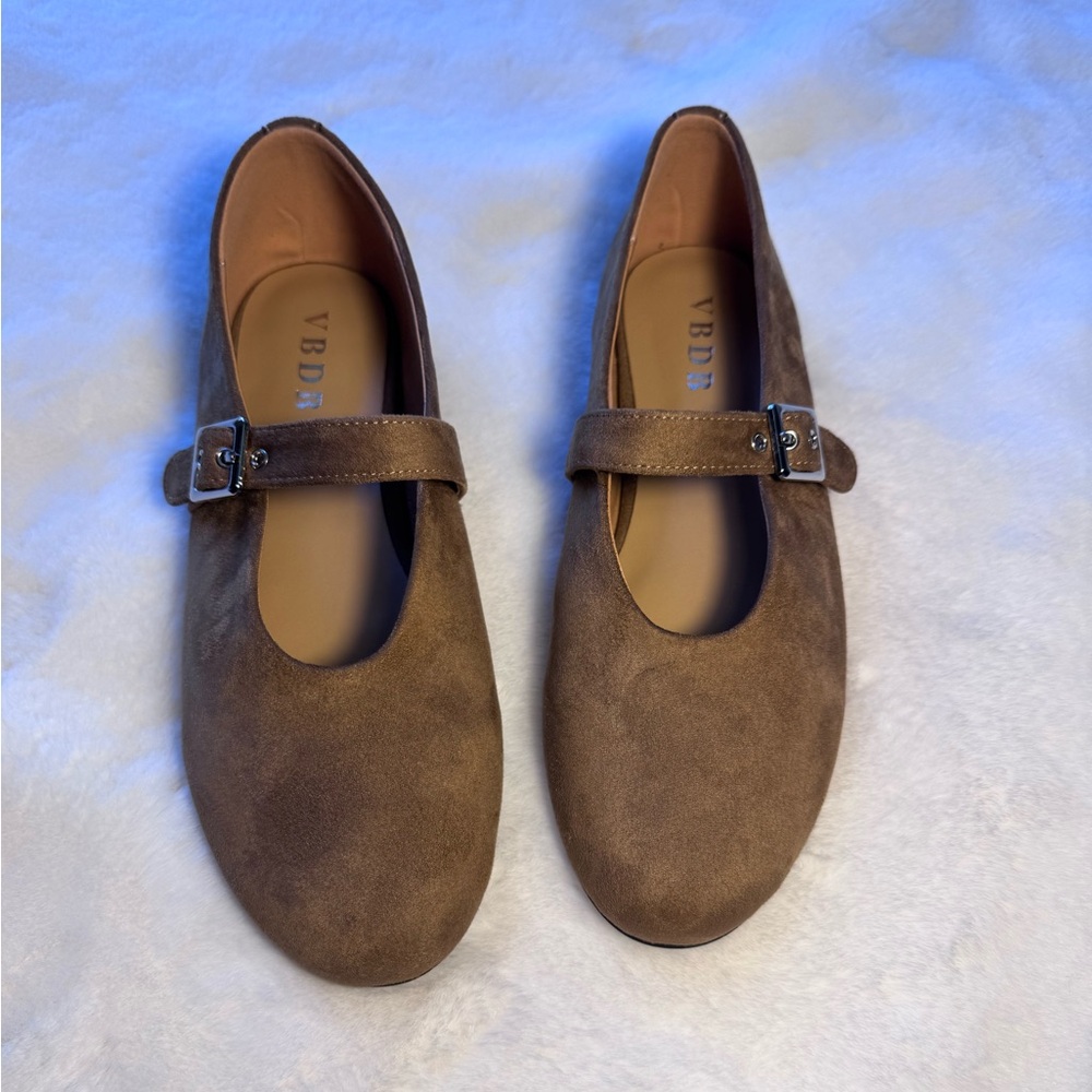 Brown Mary Jane Ballet Flats Size 7.5